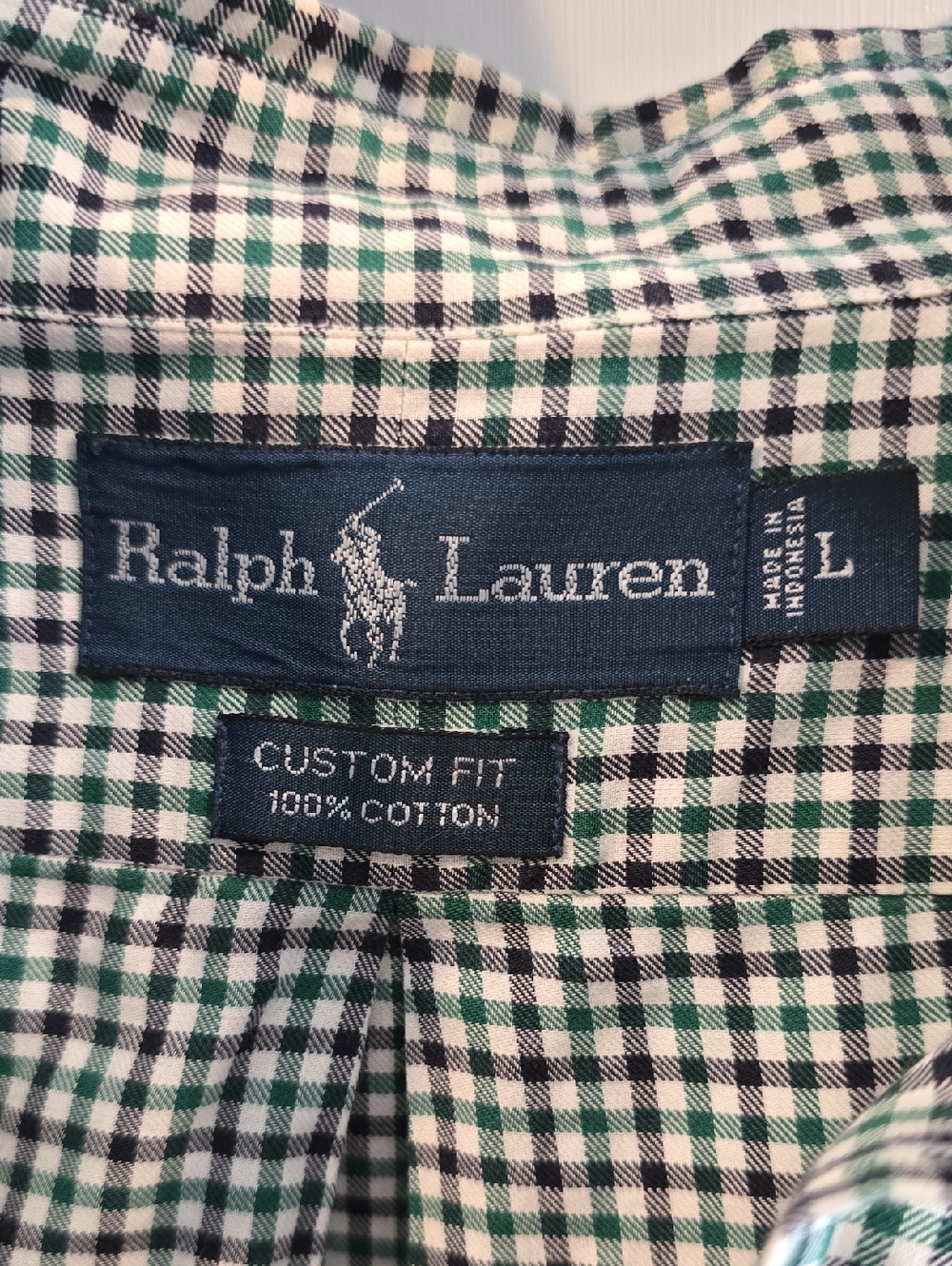 Ralph Lauren Mens Custom Fit Plaid Button Down 100% Cotton| Size Large - Picture 6 of 6